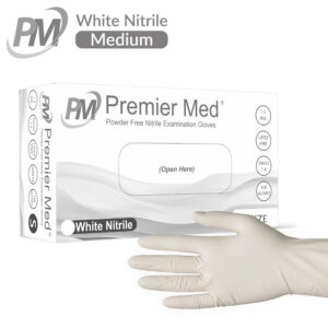 Premier Med White Nitrile Gloves (100pcs) – MEDIUM