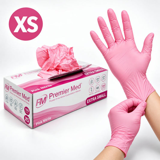Premier Med Pink Nitrile Gloves (100pcs) – Extra Small