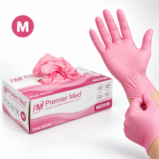 Premier Med Pink Nitrile Gloves (100pcs) – Medium