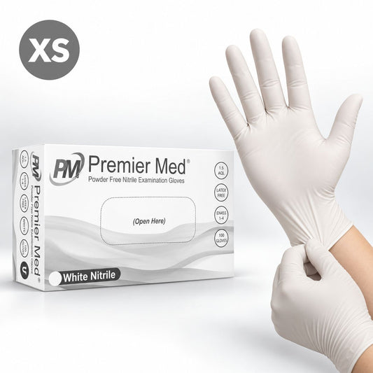 Premier Med White Nitrile Gloves (100pcs) – EXTRA SMALL