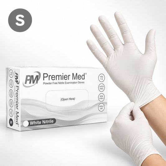 Premier Med White Nitrile Gloves (100pcs) – SMALL