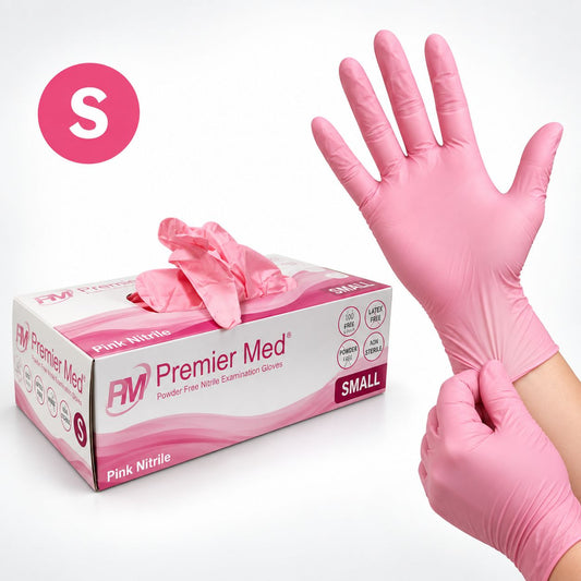 Premier Med Pink Nitrile Gloves (100pcs) – Small
